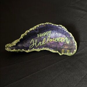 Handmade Happy Halloween Decoupaged Oyster Shell